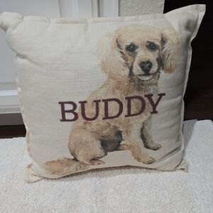 Pottery Barn Buddy Cream Dog Print Pillow